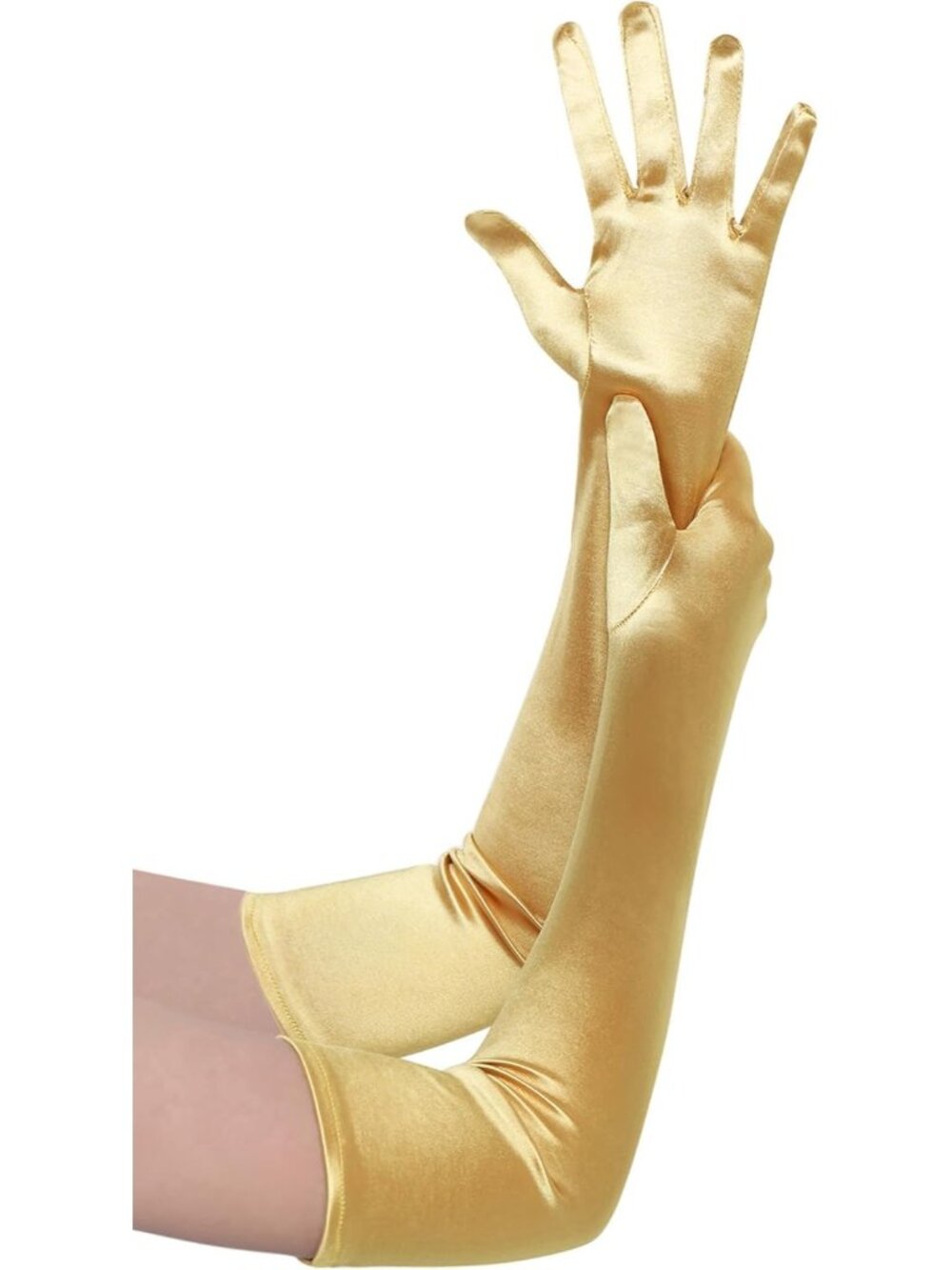 Women Gold Satin Elbow Long Length Opera 1920s Wedding Bridal Shower Gloves